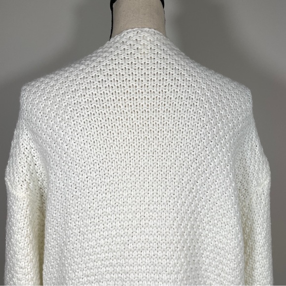 Grecerelle Ivory White Cable Knit Open Front Long Sleeve Cardigan Sweater XL - Picture 9 of 11